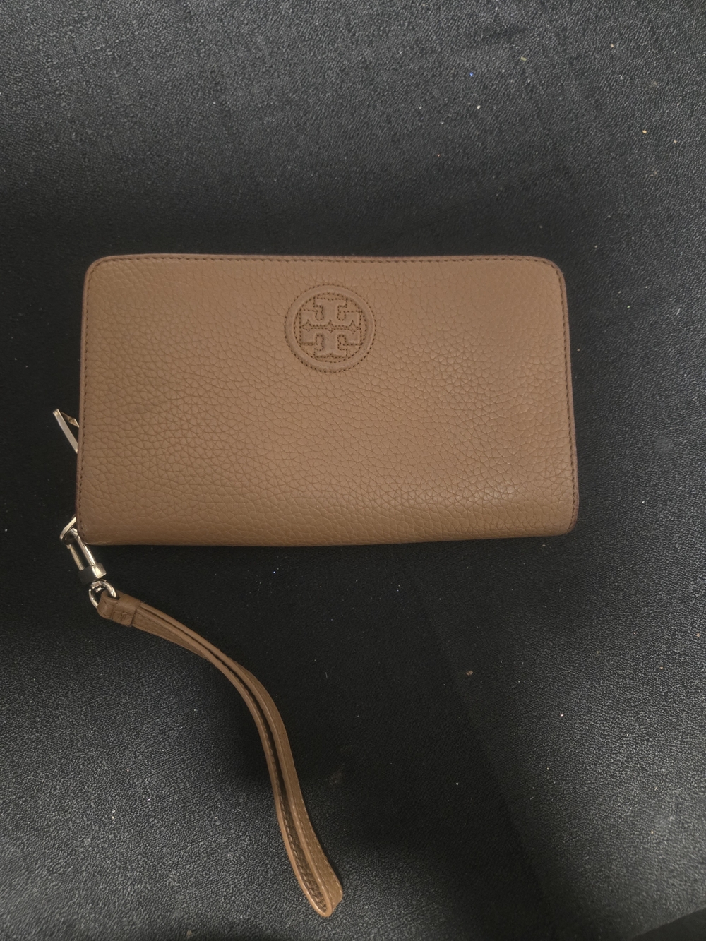 Tory Burch Tan Leather Zip Wristlet Wallet